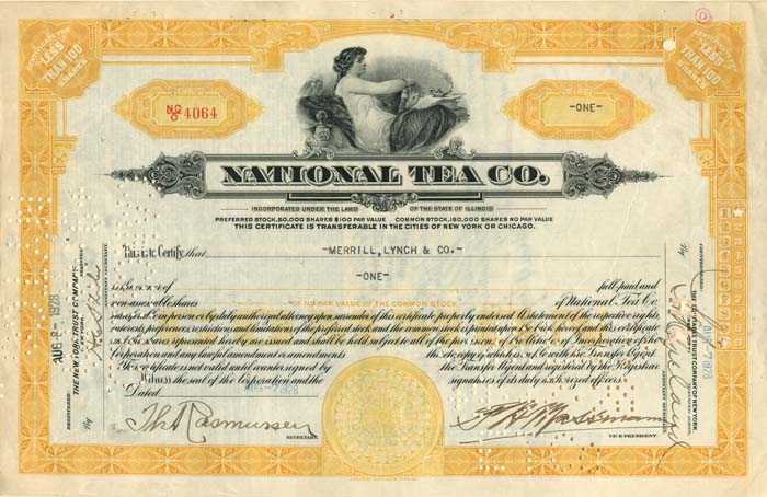 National Tea Co. - Stock Certificate